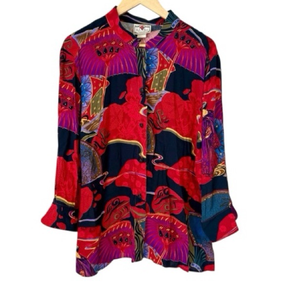 S.A. Rose Tops - S.A. Rose Red and Purple Women's Geisha Girl Blouse AWESOME!